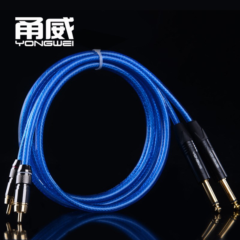 甬威 双6.35转双RCA音频线 莲花转6.5大二芯调音台四头线