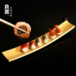 竹木制长条寿司板寿司台日式料理盛台长方料理刺身板盘碟创意餐具