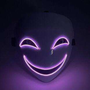LED发光漆黑的子弹蛭子影胤面具全脸鬼脸小丑塑料黑之契约万圣节