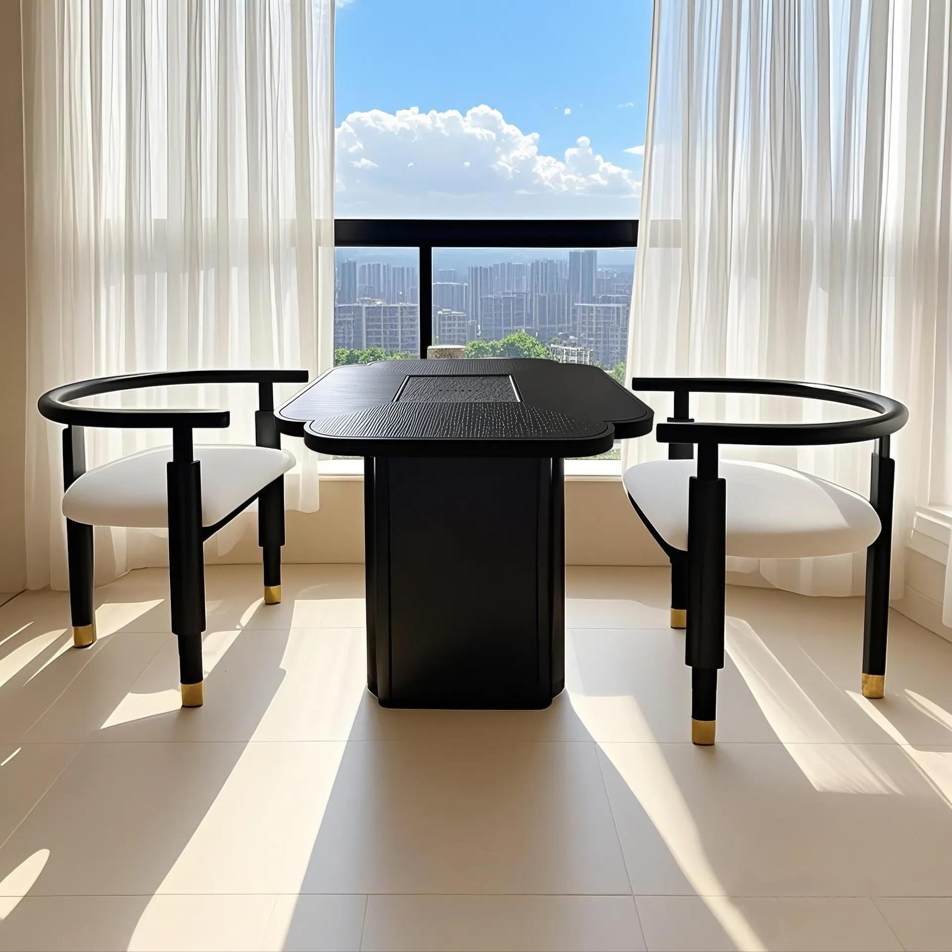 新中式方形客厅家用移动实木茶台茶桌阳台小型