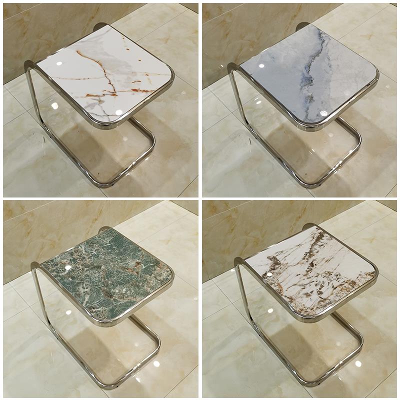 岩板小茶几不锈钢边几沙发角几可移动餐车钢化玻璃电脑桌子床头柜