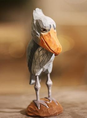 鹿妖商店 鲸头鹳 木雕摆件 网红沙雕大鸟 手工实木动物 创意摆件