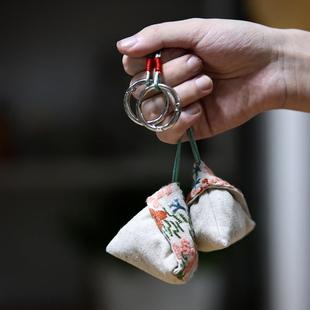 粽子香囊挂件艾草香包可车挂包挂 棉麻刺绣端午节随身香包可打开