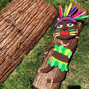 幼儿园森林系墙面装饰 杉树皮手工制作房屋造景防腐覆古木板包邮