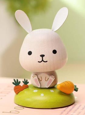 台湾jeancard汽车桌面摆件摇头创意弹簧森活实木质趣生日礼物女男