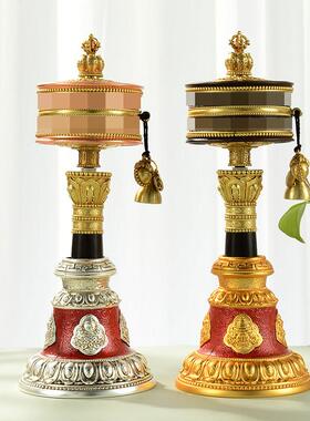 藏村手摇转轮底座室内家用转筒底座桌面转动金桶摆件