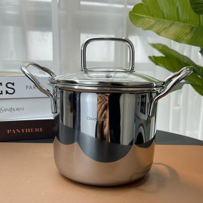 Chockmen18/10不锈钢深锅家用加厚小汤锅煮面燃气灶电磁炉用14cm