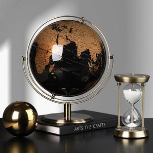 高档轻奢地球仪摆件办公室桌面摆设书房办公桌酒柜现代家居装饰品