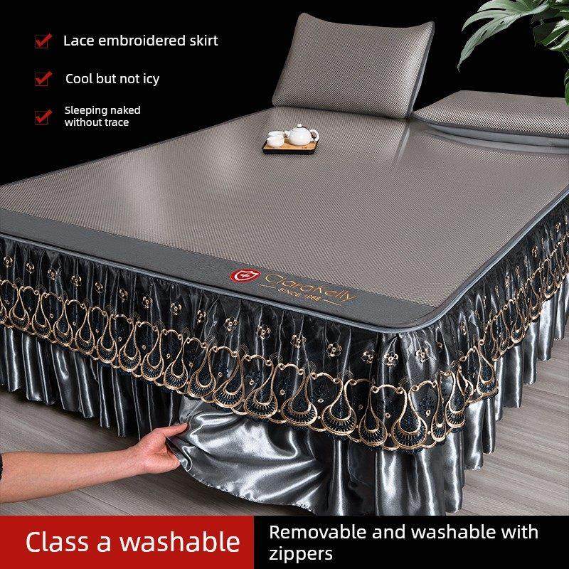 夏季藤席床裙款凉席三件套可拆卸床罩床笠冰丝空调软席凉席子套件,床上用品,藤席,淘宝优惠券,粉丝福利购,淘宝优惠卷