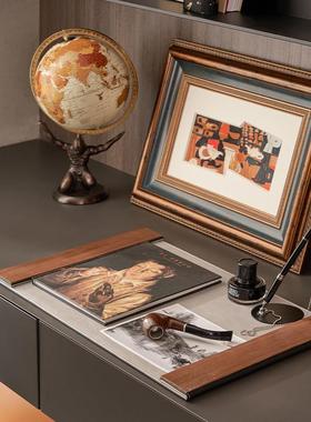 书房墙面柜子层架书架陈设雪茄主题装饰品摆件道具真书马毛香薰