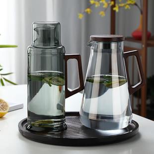 烟灰色高硼硅玻璃冷水壶家用耐高温超大容量开水壶高端泡茶壶扎壶