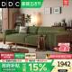 DDC实木沙发原木风家俱客厅北欧云端棉麻布小户型豆腐块布艺沙发
