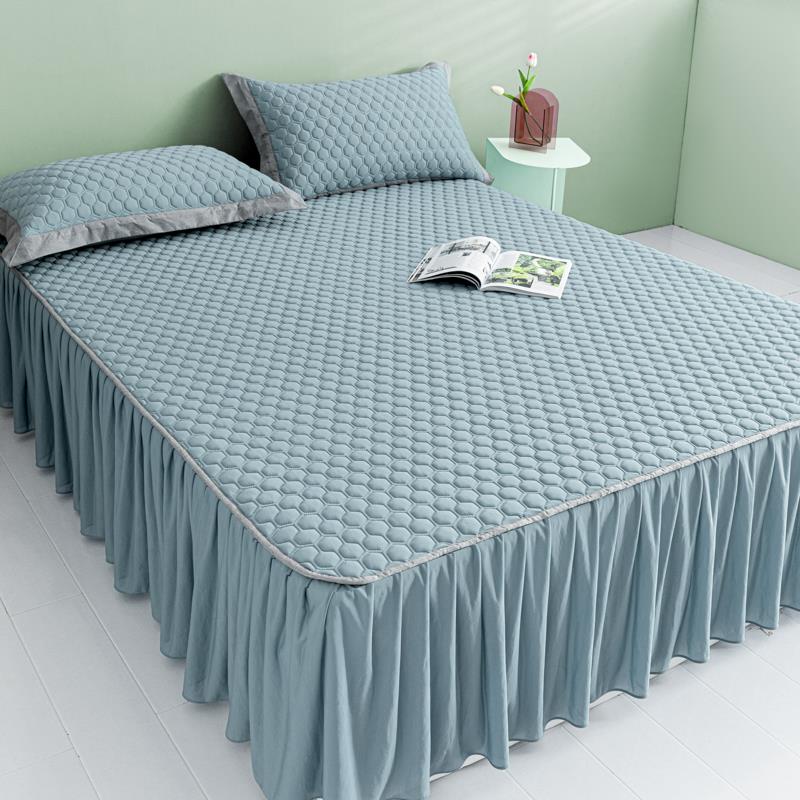 高端泰国进口乳胶凉席冰丝席三件套床裙款空调席夏夏天可水洗折叠