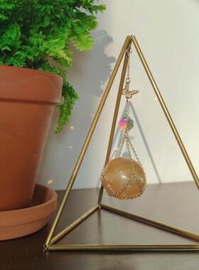 水晶球底座定制桌面摆件客厅玄关装饰品黄铜桌面风铃梦幻礼物创意