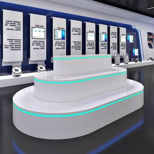 展厅定制展示台鲜花店货架展示柜网红圆形发光展示架异形中岛展台