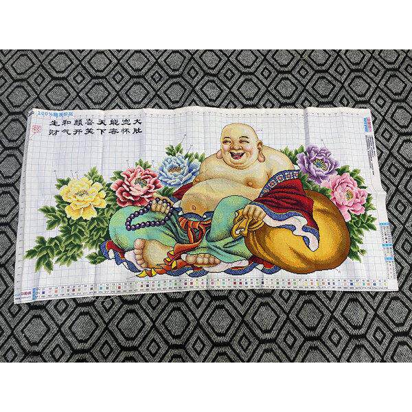 兔妈妈纯手工十字绣成品绣好的弥勒佛笑口常开大肚佛客厅大幅
