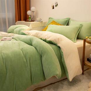 牛奶绒四件套秋冬季加厚双面绒法兰绒加绒绒床单被套珊瑚绒三件套