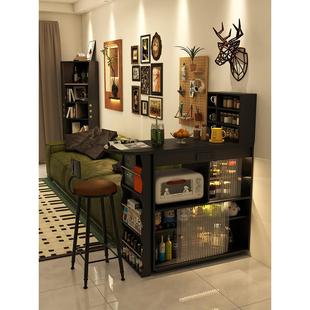 形影家具吧台隔断柜客厅折叠伸缩一体黑色岛台吧台桌家用沙发边柜