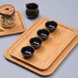 日式木质托 托盘长方形竹家用杯盘放茶杯木头盘子ins风木制茶盘