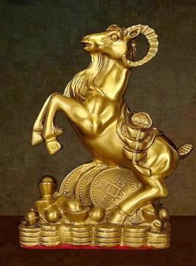 全铜招财羊金钱羊摆件家居客厅装饰办公室工艺品新居礼品中式送礼