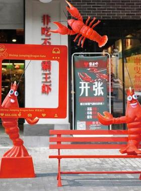 仿真发光小龙虾螃蟹雕塑鱼蛙店餐厅排档挂件灯箱海洋迎宾装饰摆件