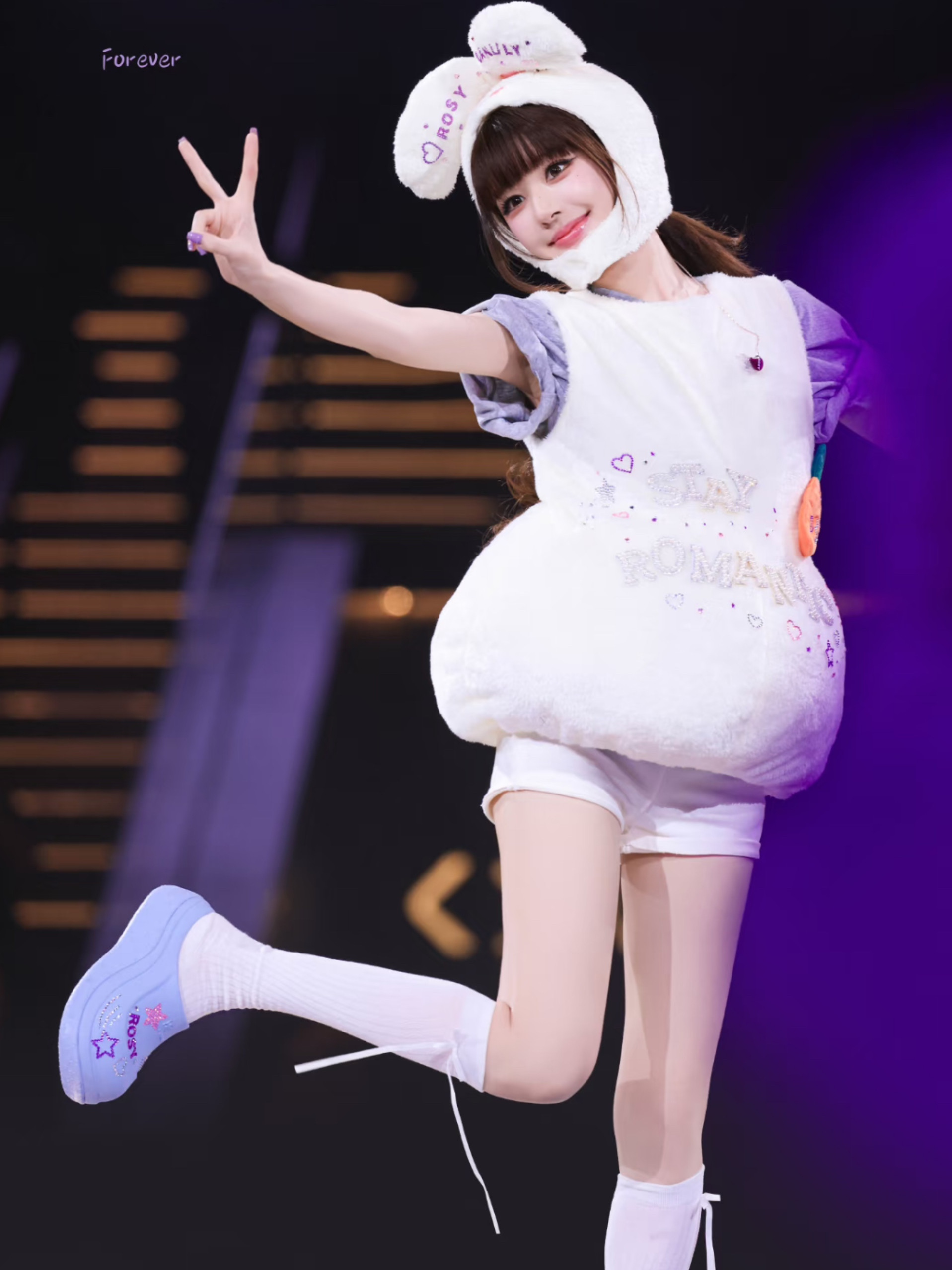 赵露思演唱会同款丝带蝴蝶结袜子女薄款小腿袜白色芭蕾风堆堆袜女