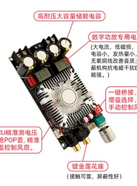 1602纯后级数字功放板大功率TDA7498E立体声160WX2桥接单声道220W