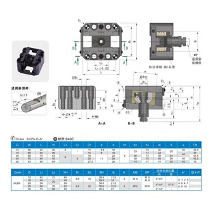 MISUMI标准 汽车模具配件模具斜顶滑座SCZA系列 塑胶模具厂家直供