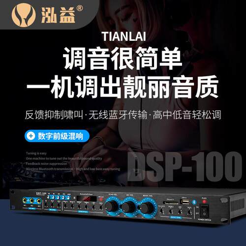 泓益DSP-100前级效果器ktv音频处理器反馈抑制器混响防啸叫专业