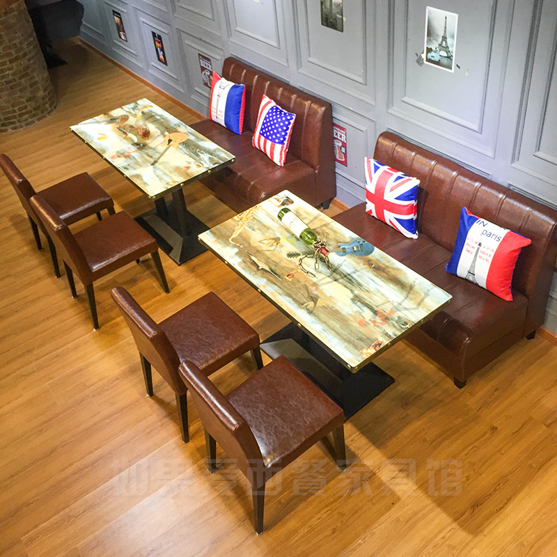 定制西餐厅咖啡厅沙发 甜品奶茶店休闲餐厅 现代酒吧沙发桌椅组合