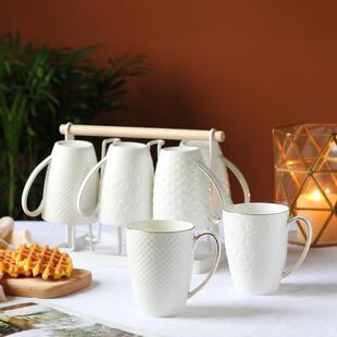 客厅北欧茶杯具可爱陶瓷水杯简约创意6个配茶壶 杯子一套家用套装