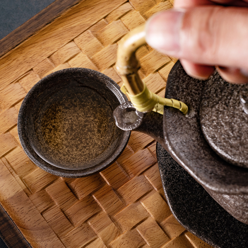 日式陶瓷海鲜汤壶一壶一杯手提茶壶茶杯日韩料理S餐具单人松茸汤