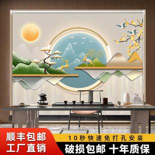 免打孔全遮光办公室打孔高端电动卷帘 卷帘窗帘定制定做升降卷拉式