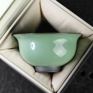 凝香阁 功夫茶具单杯大 铁胎官窑梅子青压手杯 家用陶瓷品茗杯中式