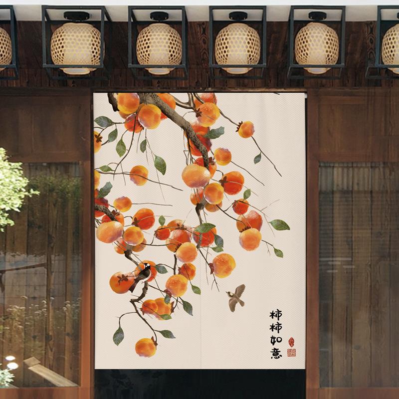 中式门帘隔断帘入户遮挡进门室内帘子半帘挂帘装饰加厚免打孔布帘