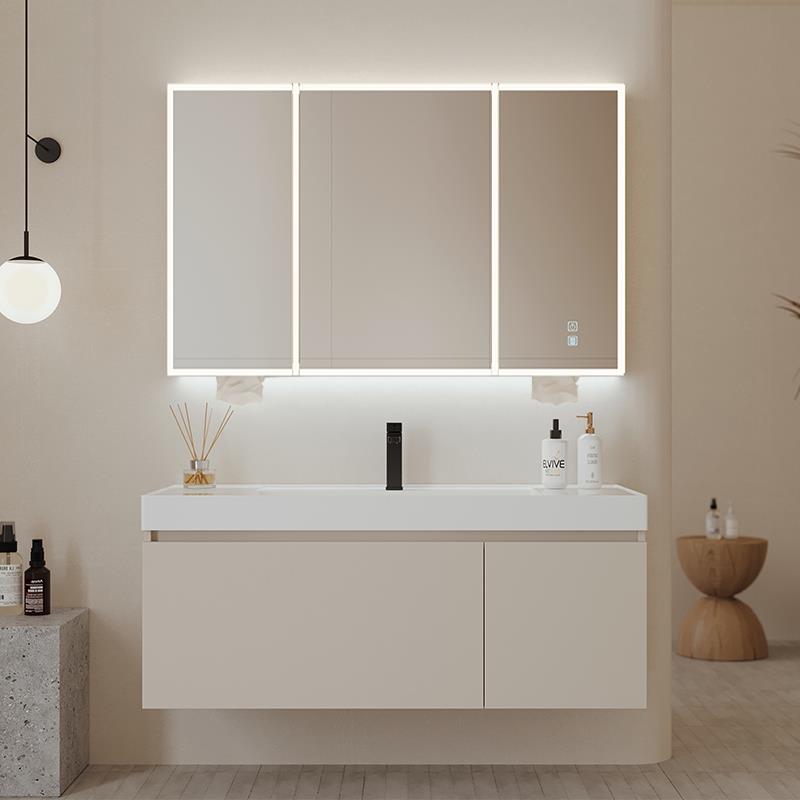 安苒卫浴新款智能陶瓷一体盆洗手洗脸盆柜卫生间浴室柜组合洗漱台