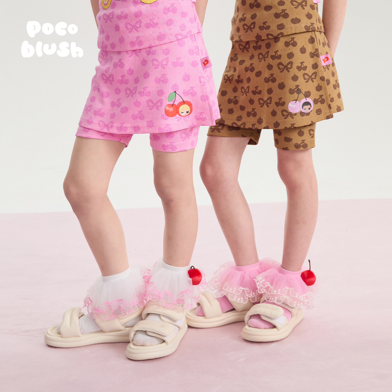 pocoblush【POPO和COCO】针织裤裙女童夏季新款裙摆趣味烫画裙子
