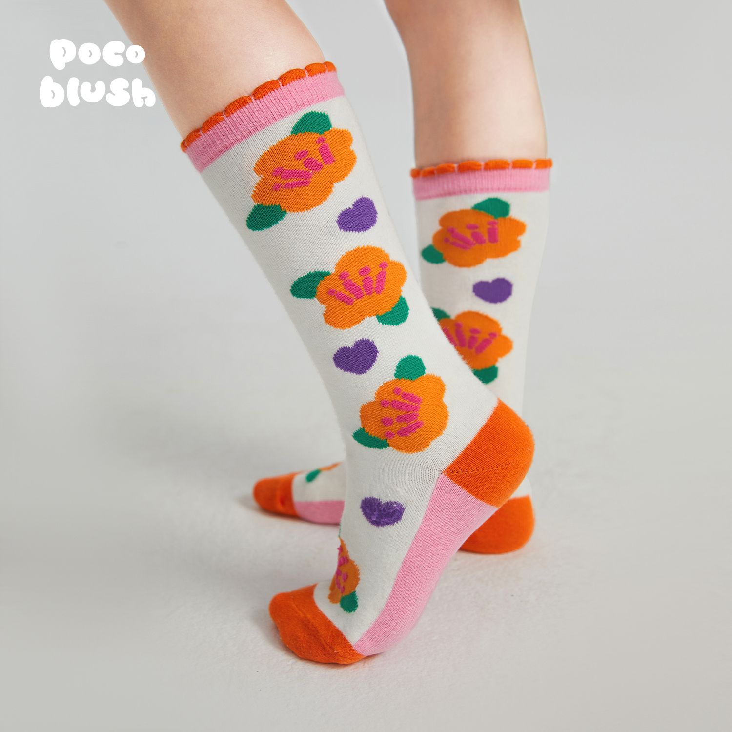 pocoblush山茶花语长筒袜中国风