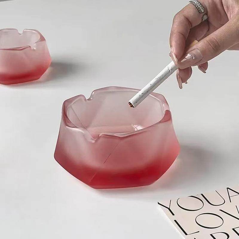 磨砂菱角烟灰缸高级感小众创意办公室家用客厅摆件可爱碗灰缸桌面