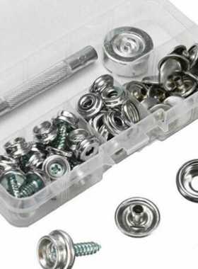 10mm蓝白色螺丝大白扣62pcs配工具 不锈钢四合扣201# 篷布固定扣