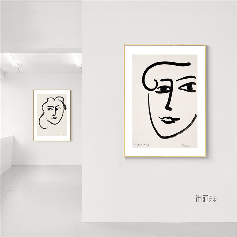 马蒂斯简约线描人物装饰画黑白极简风格工作室艺术画轻奢挂画图片