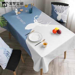 北欧麋鹿简约现代布艺茶几桌布免洗防烫隔热餐桌布家用长方形台布