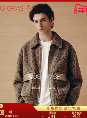 PLUS CRASH2025冬季保暖老钱风男装高级感休闲百搭毛领夹克外套