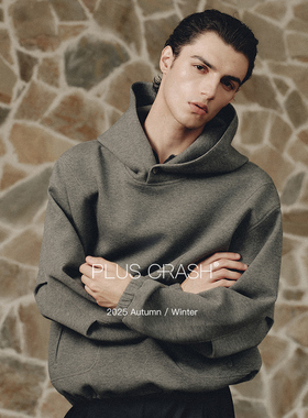 PLUS CRASH25FW冬季加厚空气层宽松保暖立体裁剪廓形卫衣卫裤套装