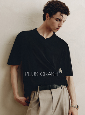 PLUS CRASH夏季新款美式绵羊毛短袖POLO衫雅痞老钱风松弛感男装