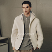 PLUS 绵羊毛混纺双面双色连帽加厚毛呢外套男女同款 CRASH冬季 新款