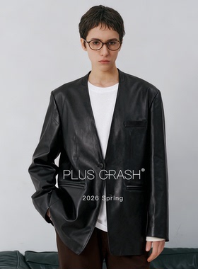 2026新款时尚百搭高级感气质V领PU皮西装夹克外套