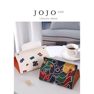 .云 纸巾盒简单 纸巾袋斯堪 乔乔 纳维亚皮革创意客厅