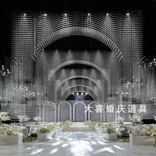 婚庆水晶珠串拱门婚礼吊顶布置路引舞台场景装 菠萝拱形珠帘 饰新款