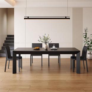 黑色餐桌椅组合意式极简德利丰岩板餐桌现代简约定制铝合金洽谈桌